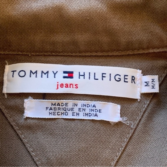 Y2K Tommy Hilfiger Olive Green Safari Army Jacket Khaki Size Medium M - Picture 8 of 9